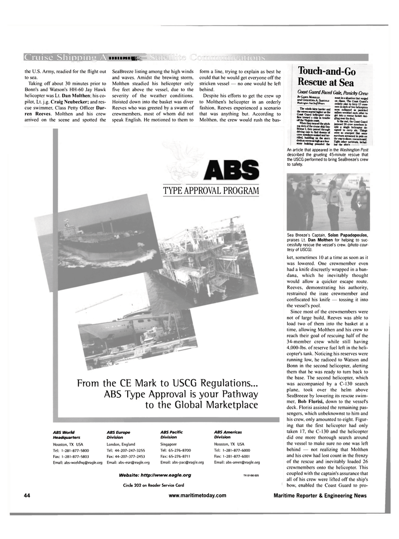 Maritime Reporter Magazine, page 52,  Feb 2001
