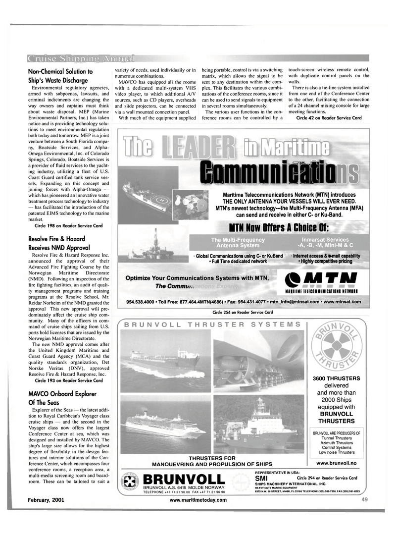 Maritime Reporter Magazine, page 57,  Feb 2001