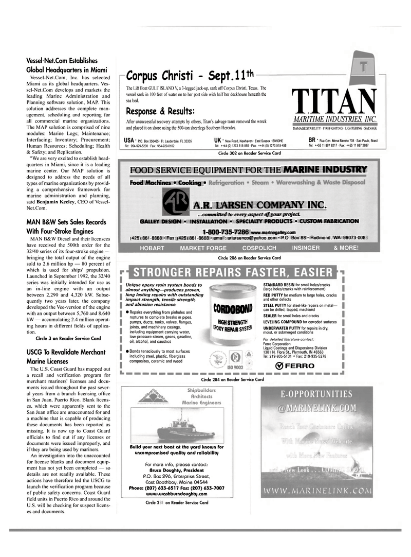Maritime Reporter Magazine, page 4th Cover,  Feb 2001