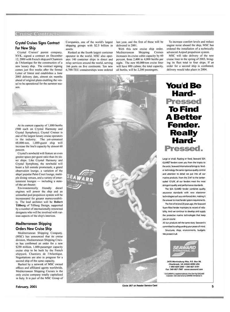 Maritime Reporter Magazine, page 5,  Feb 2001