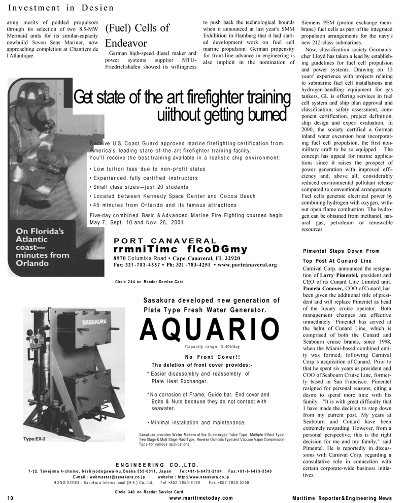 Maritime Reporter Magazine, page 10,  Mar 2001
