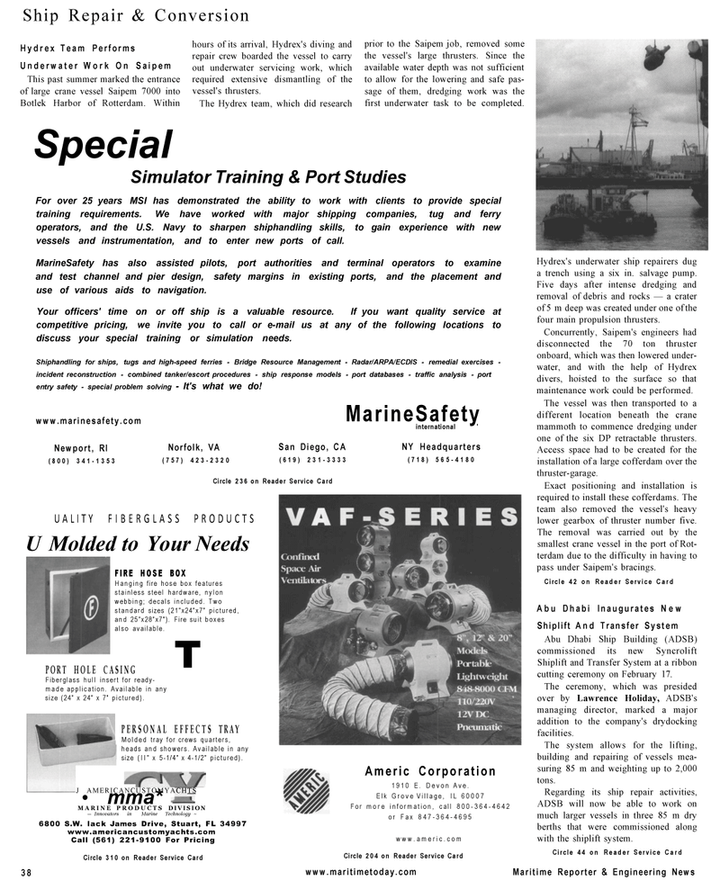 Maritime Reporter Magazine, page 38,  Mar 2001