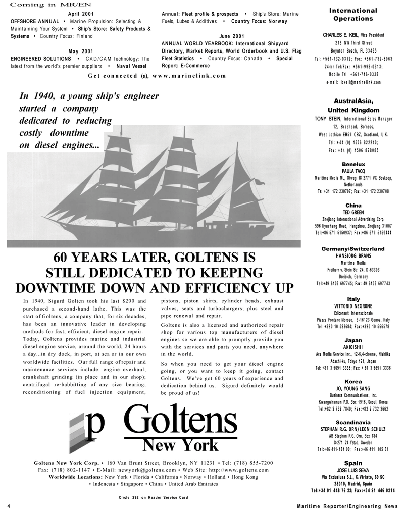Maritime Reporter Magazine, page 4,  Mar 2001
