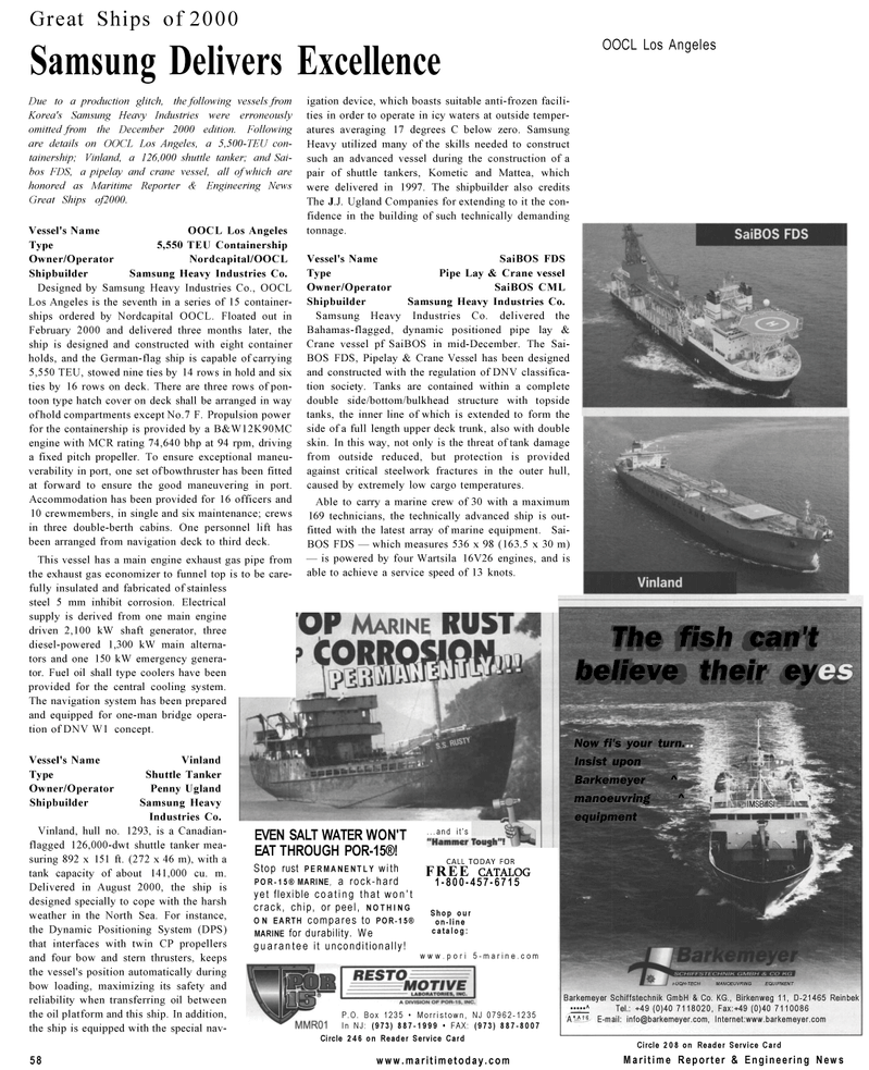 Maritime Reporter Magazine, page 58,  Mar 2001