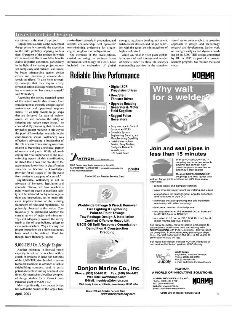 Maritime Reporter Magazine, page 9,  Apr 2001