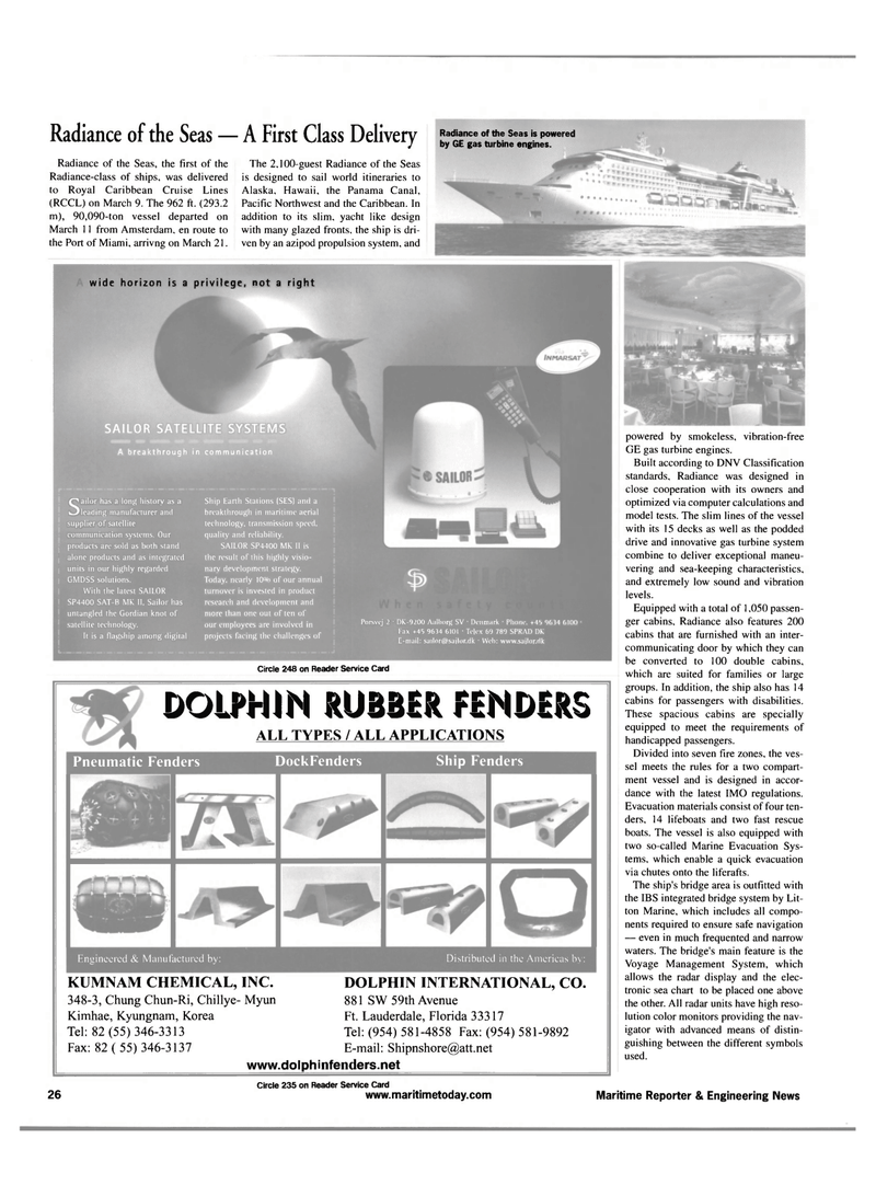 Maritime Reporter Magazine, page 26,  Apr 2001
