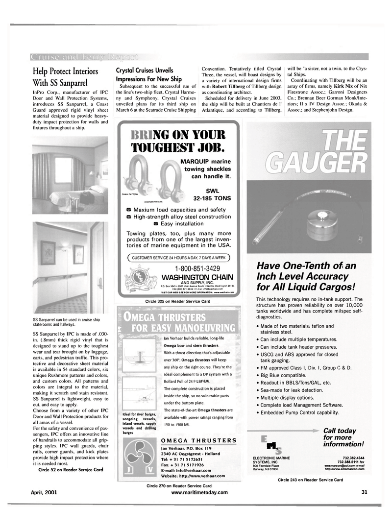 Maritime Reporter Magazine, page 31,  Apr 2001