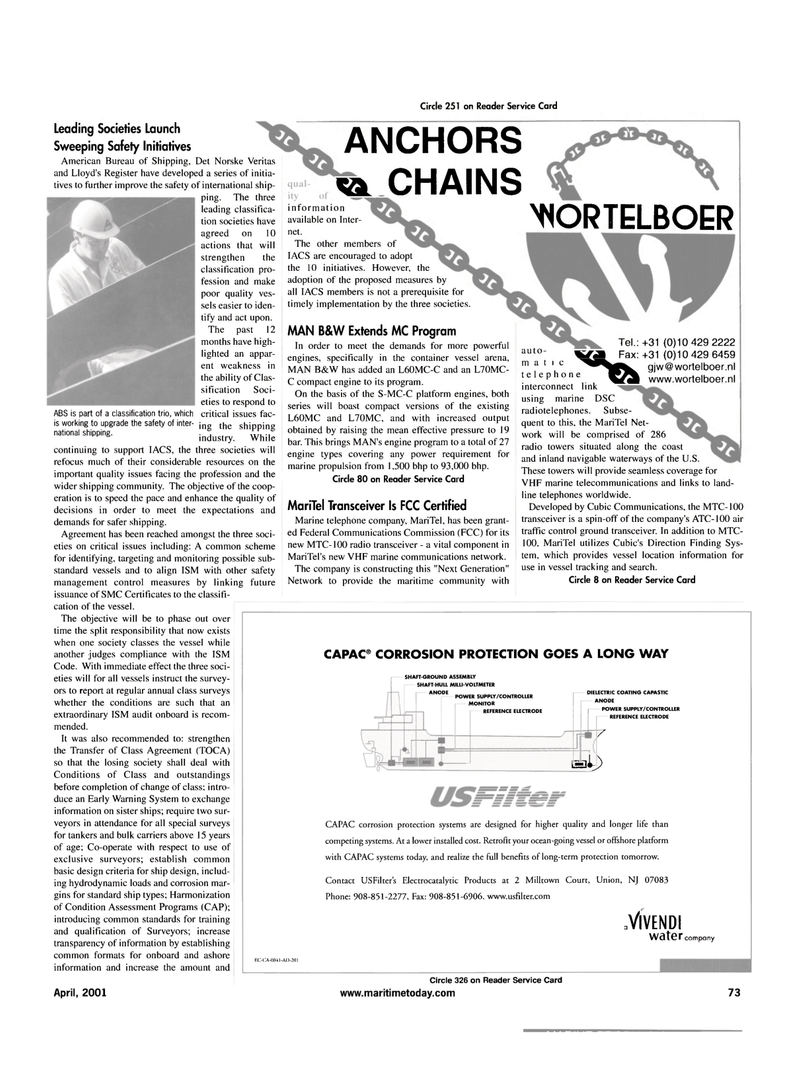 Maritime Reporter Magazine, page 4th Cover,  Apr 2001