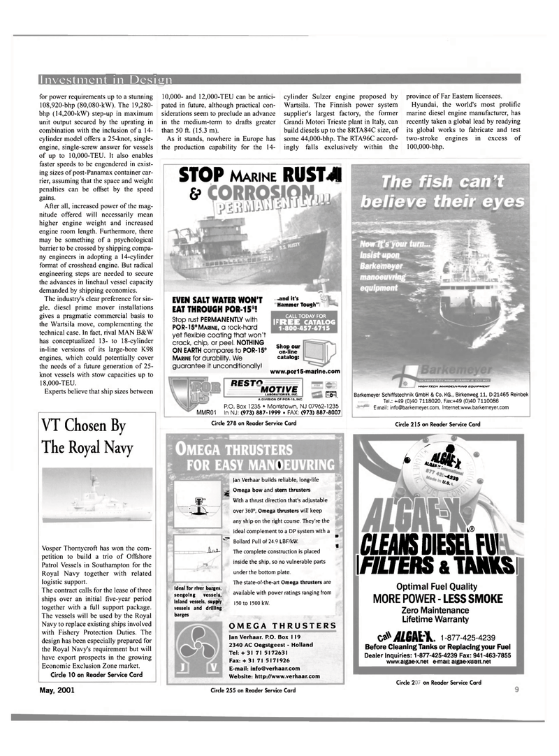 Maritime Reporter Magazine, page 9,  May 2001