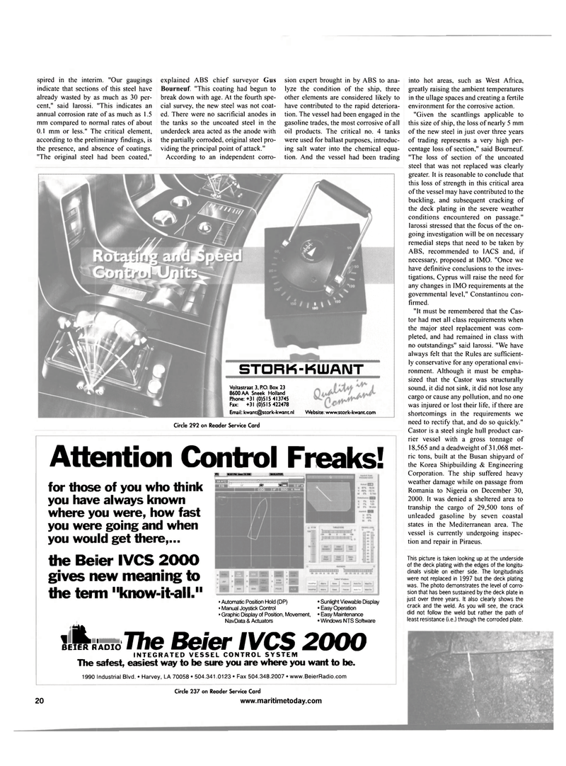 Maritime Reporter Magazine, page 20,  May 2001