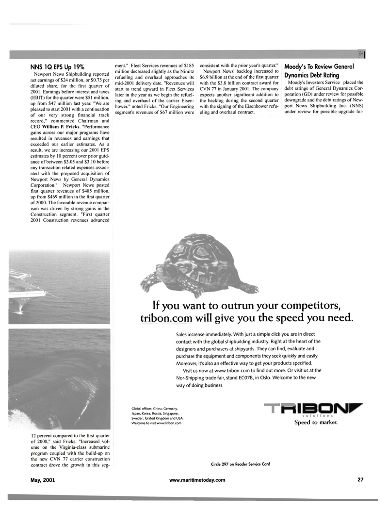 Maritime Reporter Magazine, page 27,  May 2001