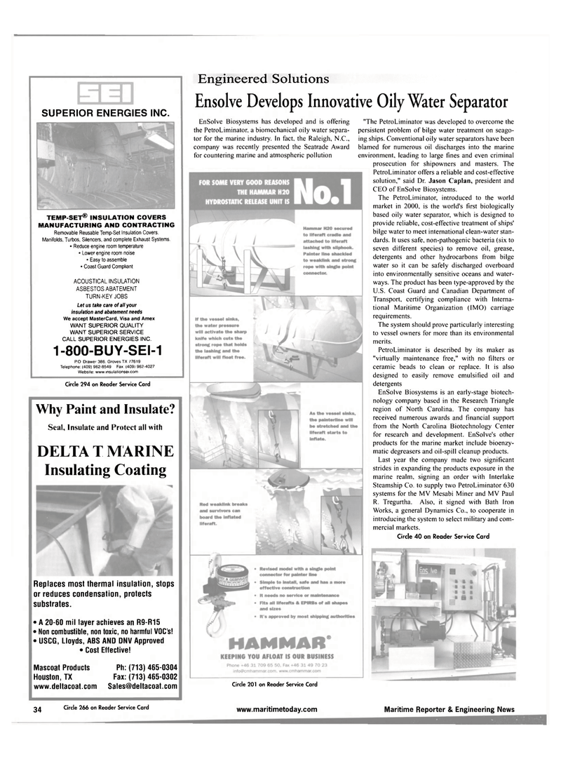 Maritime Reporter Magazine, page 34,  May 2001