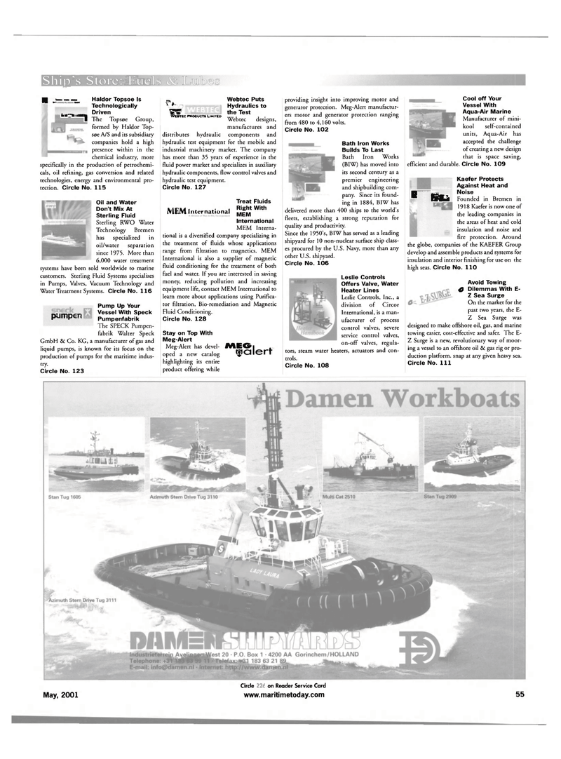 Maritime Reporter Magazine, page 55,  May 2001