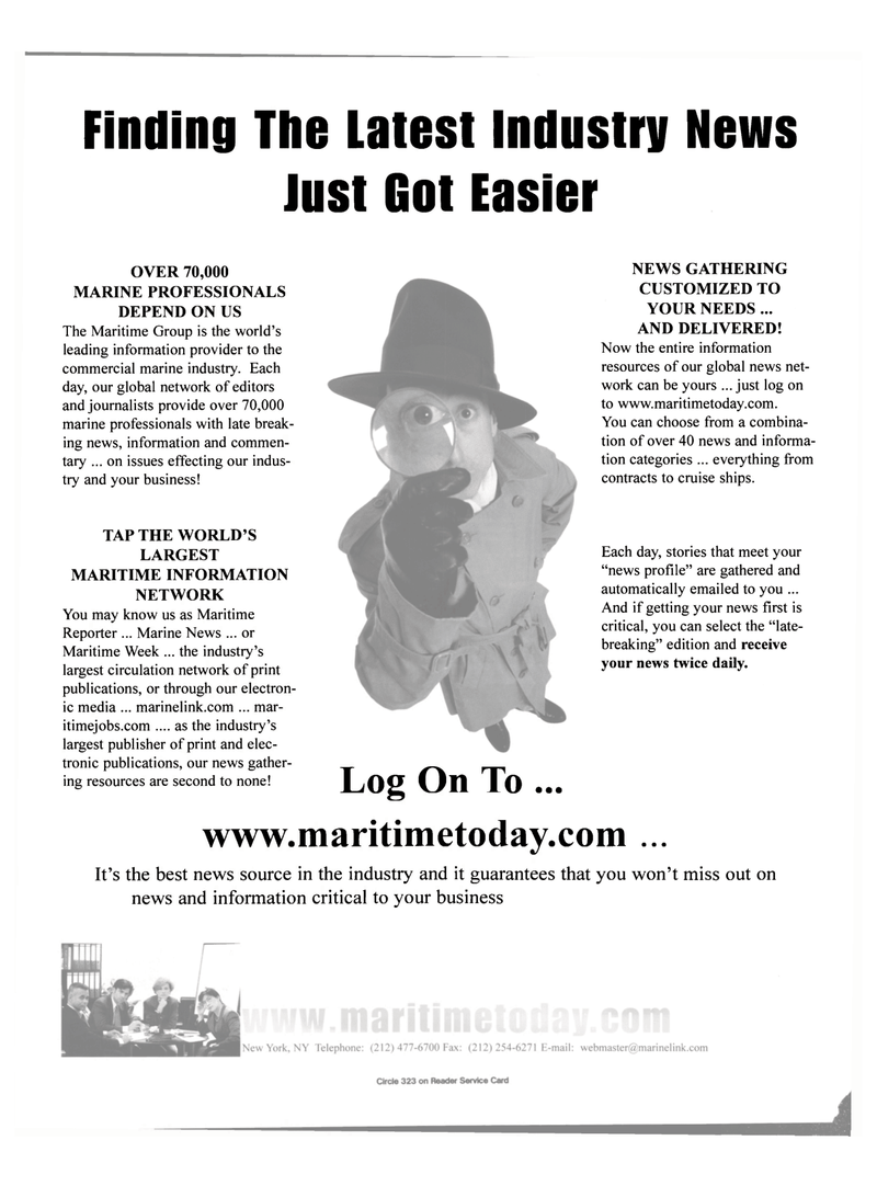 Maritime Reporter Magazine, page 3rd Cover,  May 2001