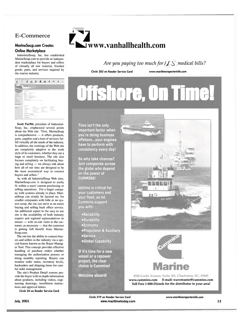 Maritime Reporter Magazine, page 13,  Jul 2001