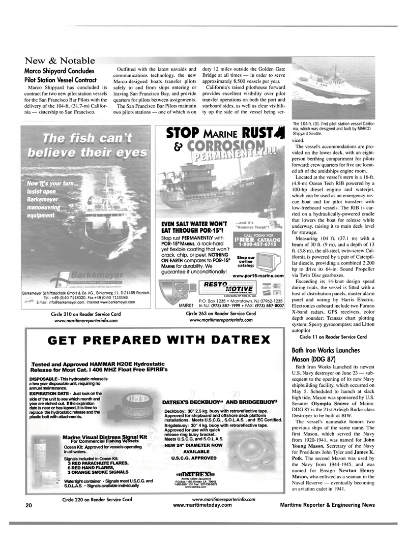 Maritime Reporter Magazine, page 20,  Jul 2001