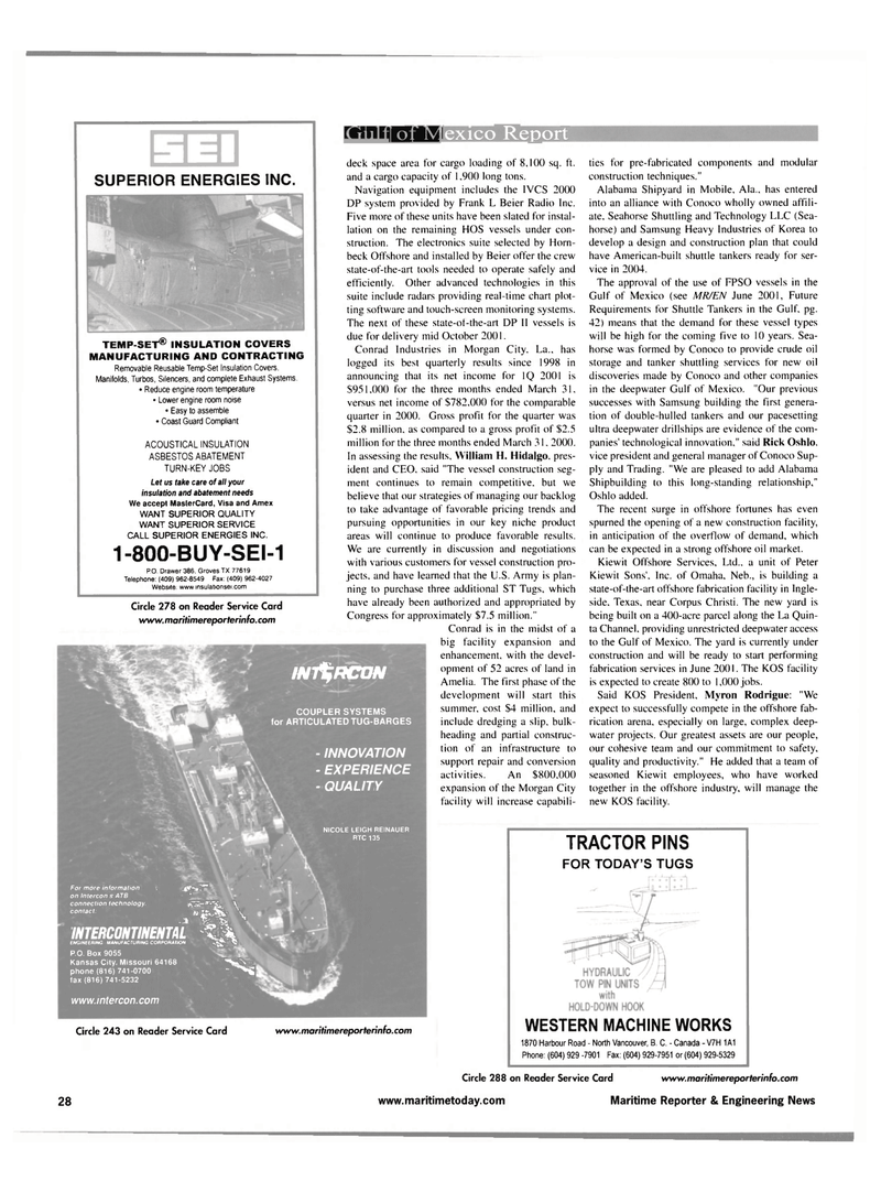 Maritime Reporter Magazine, page 28,  Jul 2001