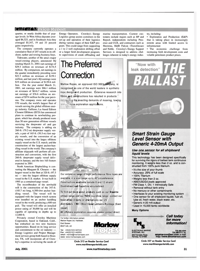 Maritime Reporter Magazine, page 31,  Jul 2001