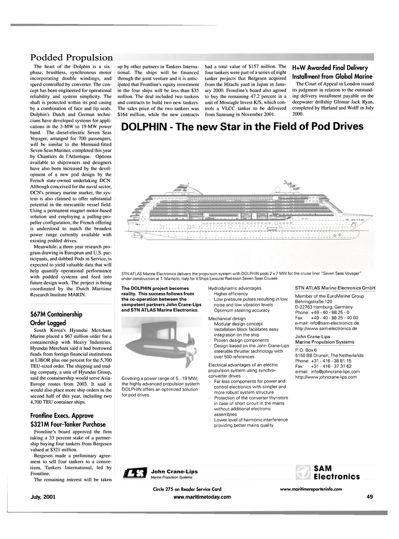Maritime Reporter Magazine, page 57,  Jul 2001