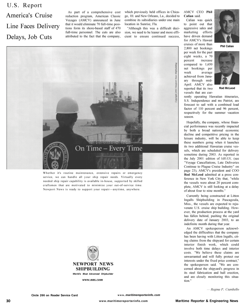 Maritime Reporter Magazine, page 32,  Aug 2001