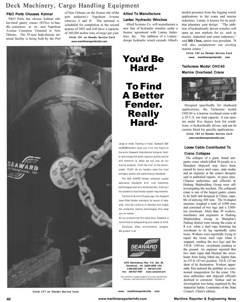 Maritime Reporter Magazine, page 50,  Aug 2001