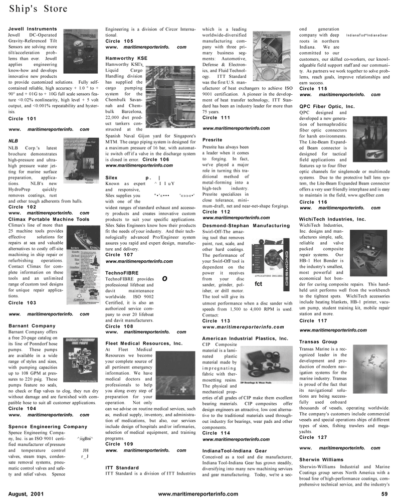 Maritime Reporter Magazine, page 69,  Aug 2001