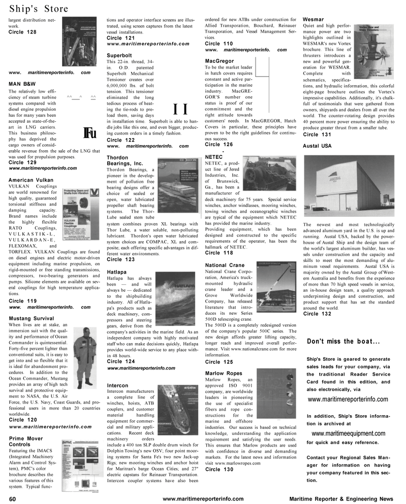Maritime Reporter Magazine, page 70,  Aug 2001
