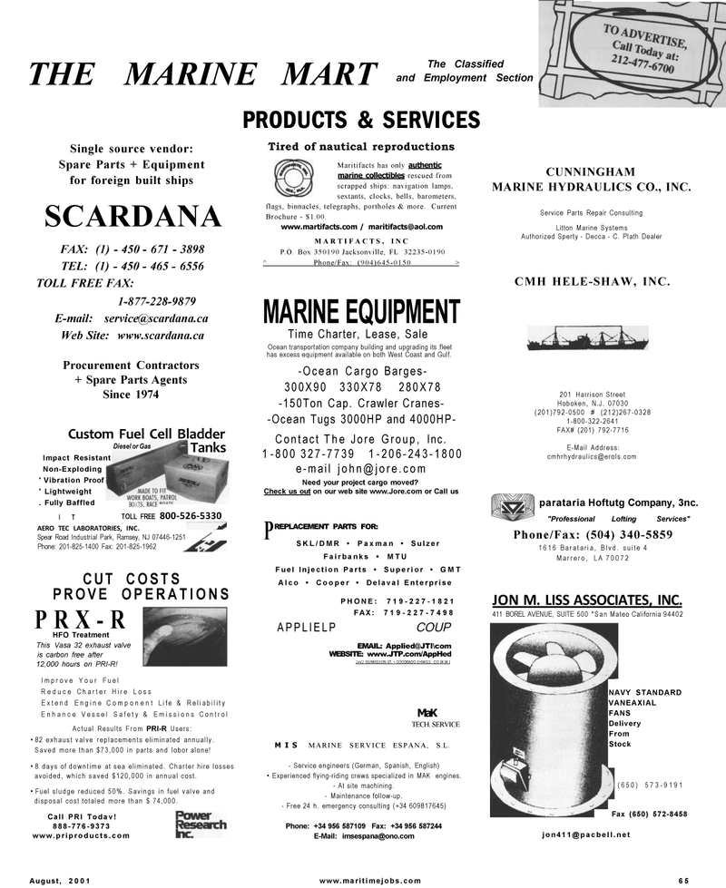 Maritime Reporter Magazine, page 75,  Aug 2001