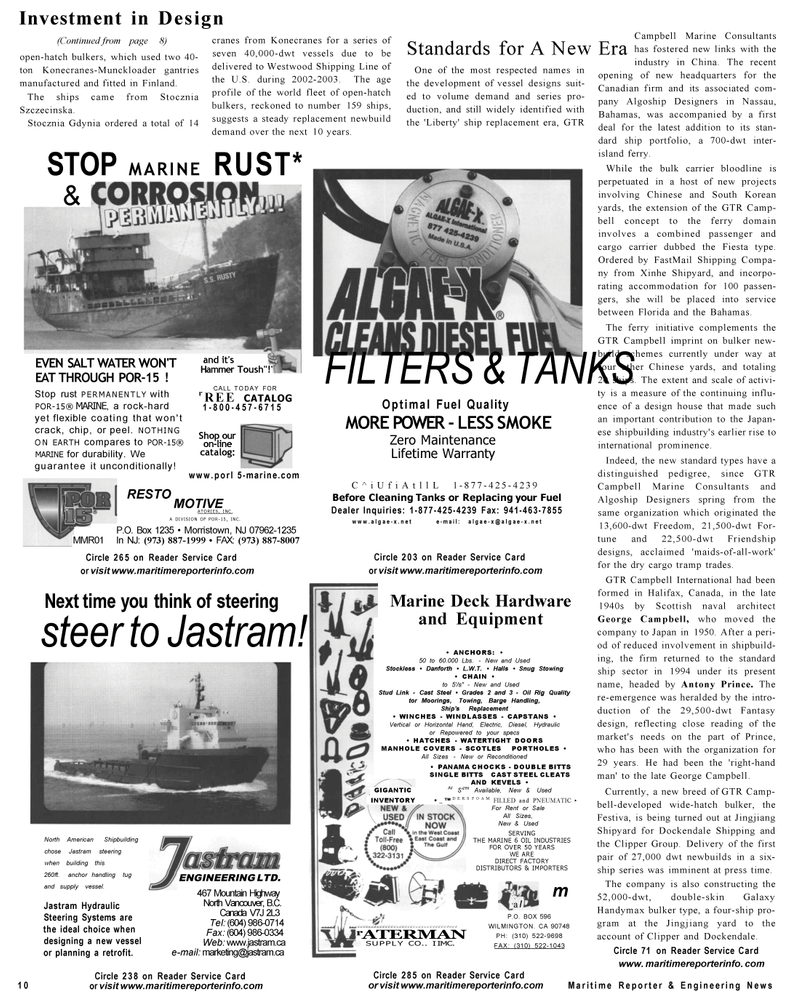 Maritime Reporter Magazine, page 10,  Sep 2001
