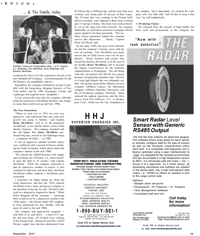 Maritime Reporter Magazine, page 29,  Sep 2001