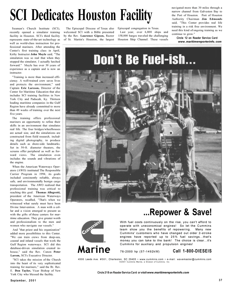 Maritime Reporter Magazine, page 37,  Sep 2001