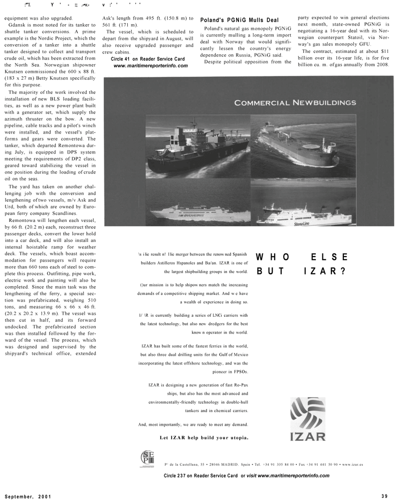 Maritime Reporter Magazine, page 39,  Sep 2001