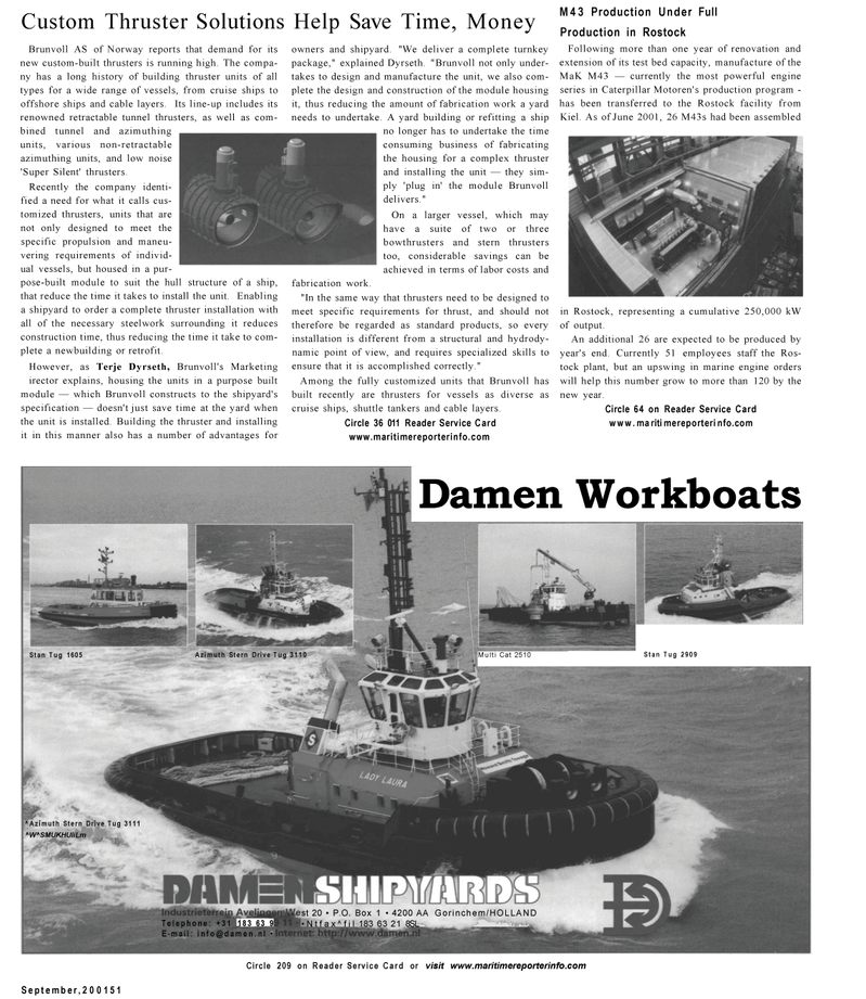 Maritime Reporter Magazine, page 49,  Sep 2001
