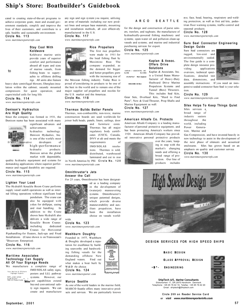Maritime Reporter Magazine, page 57,  Sep 2001