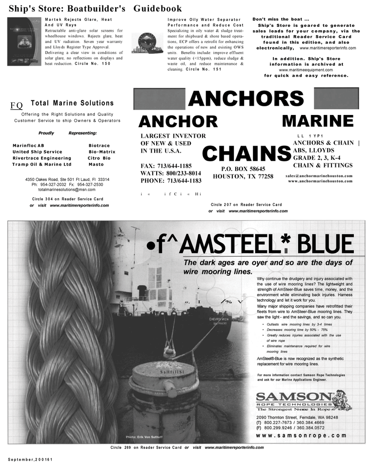 Maritime Reporter Magazine, page 59,  Sep 2001