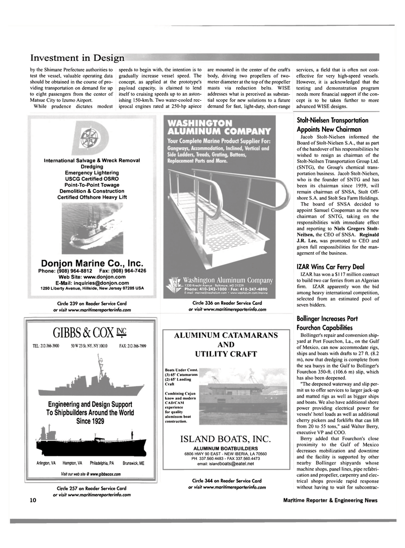 Maritime Reporter Magazine, page 10,  Oct 2001