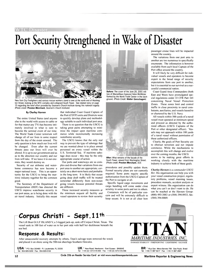 Maritime Reporter Magazine, page 12,  Oct 2001