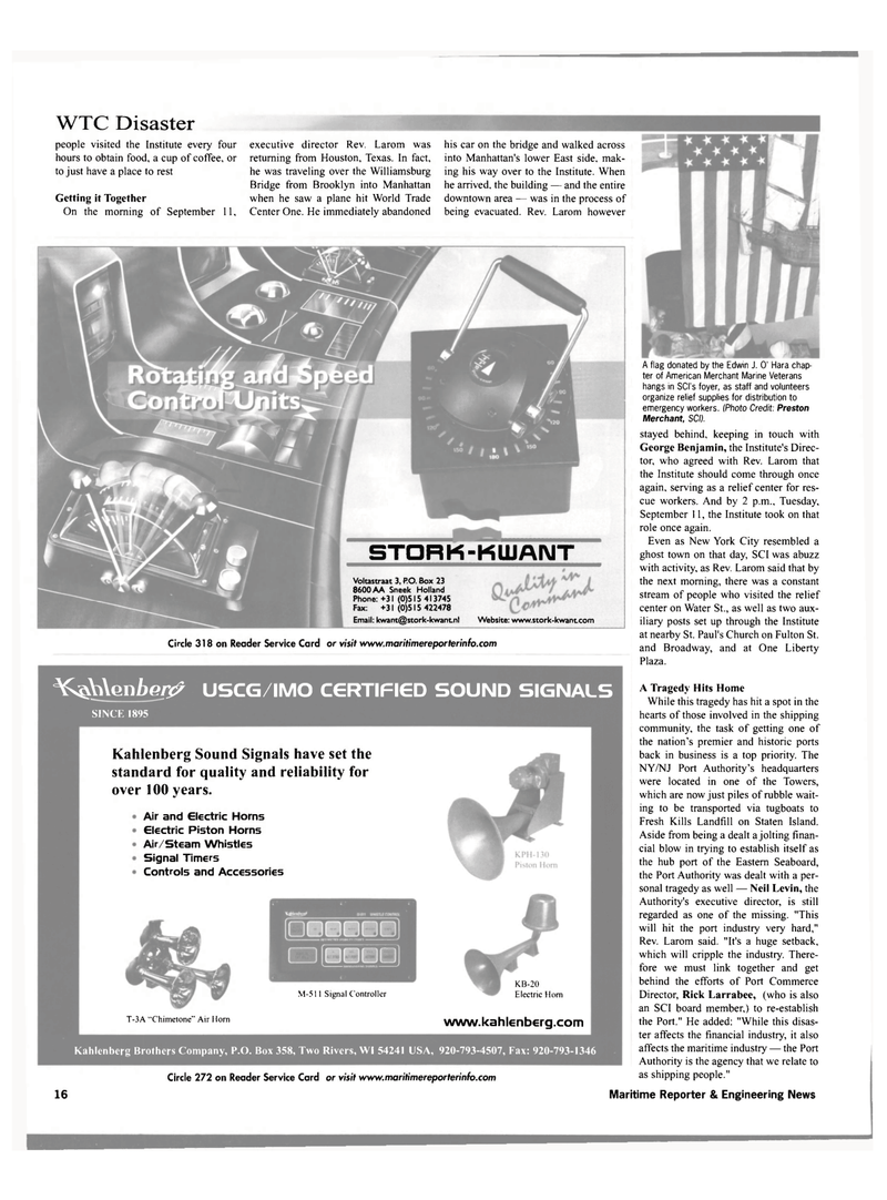 Maritime Reporter Magazine, page 16,  Oct 2001