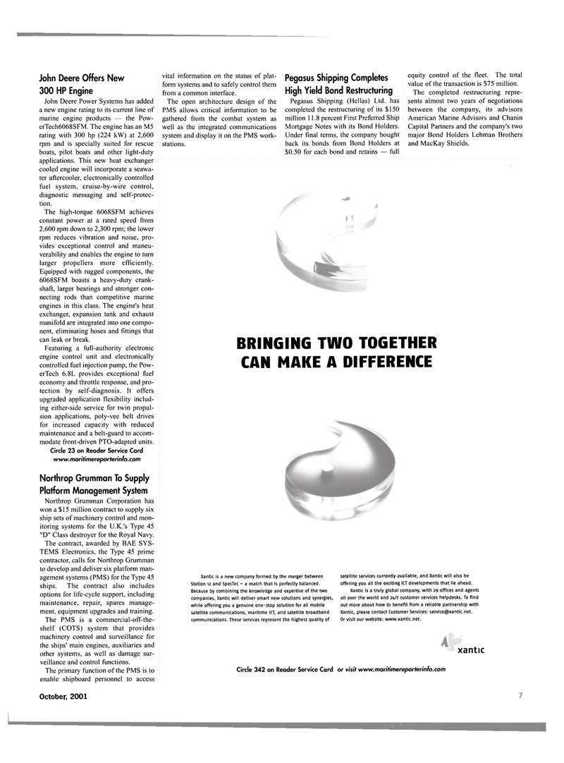 Maritime Reporter Magazine, page 7,  Oct 2001