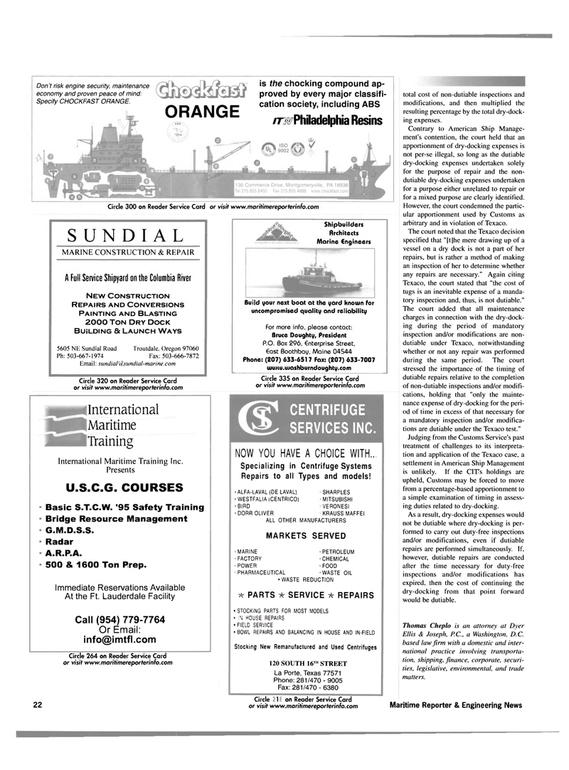 Maritime Reporter Magazine, page 22,  Nov 2001