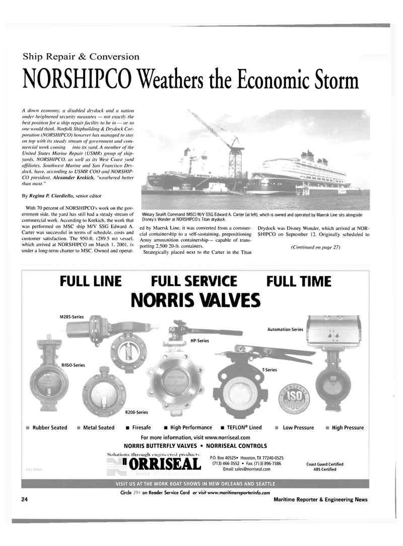 Maritime Reporter Magazine, page 24,  Nov 2001