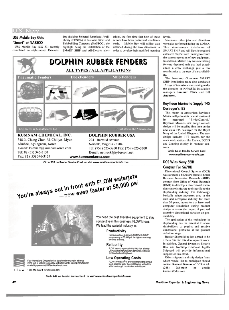 Maritime Reporter Magazine, page 42,  Nov 2001