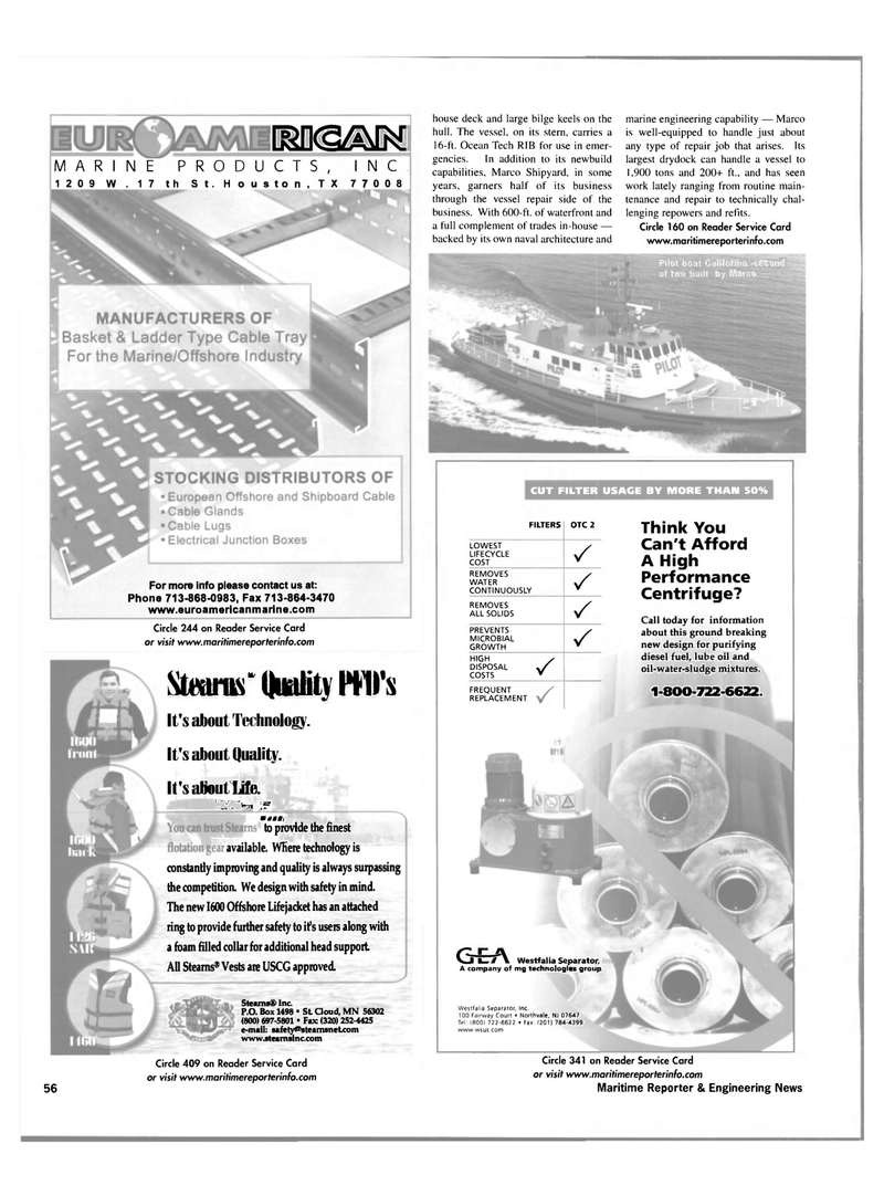 Maritime Reporter Magazine, page 56,  Nov 2001
