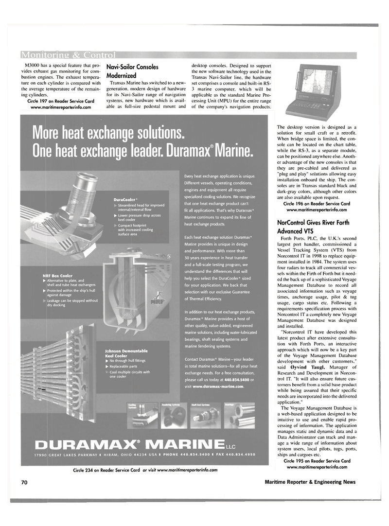 Maritime Reporter Magazine, page 70,  Nov 2001