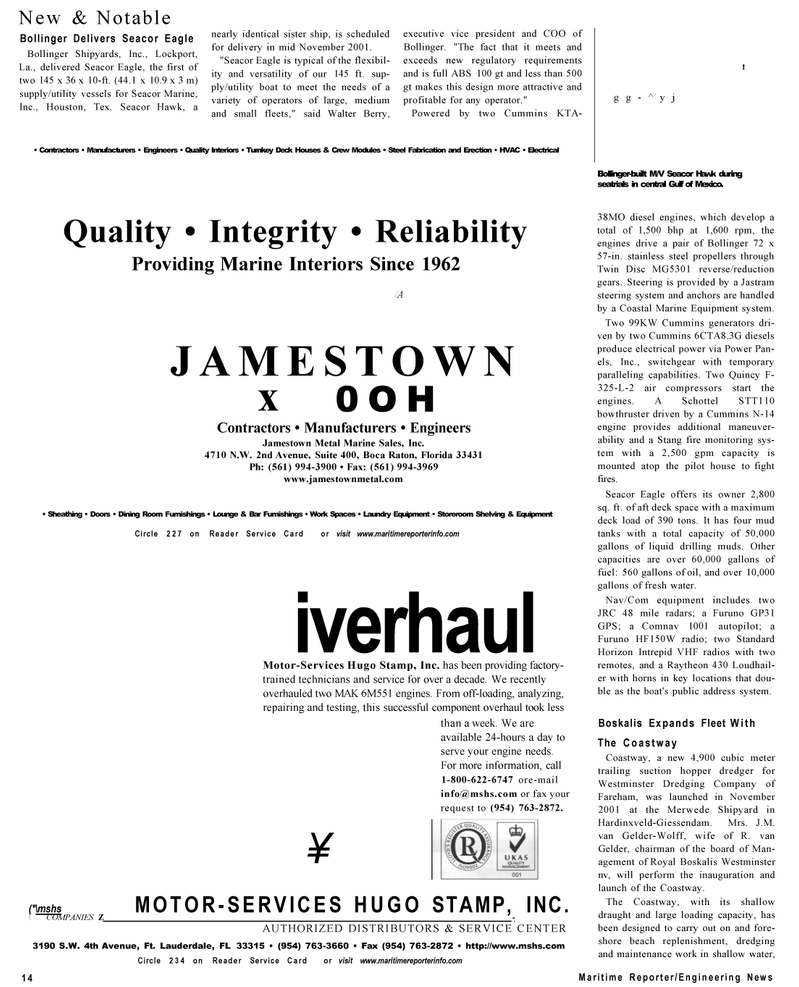 Maritime Reporter Magazine, page 14,  Dec 2001