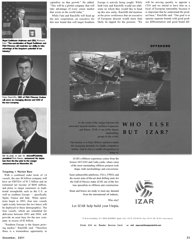 Maritime Reporter Magazine, page 23,  Dec 2001