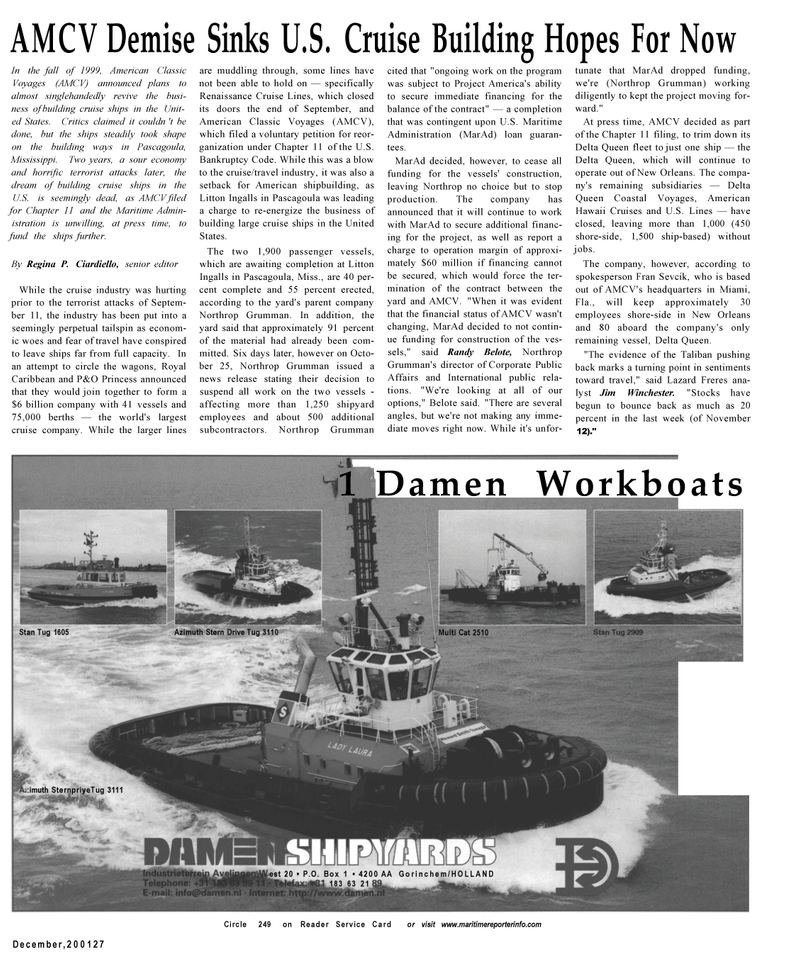 Maritime Reporter Magazine, page 25,  Dec 2001