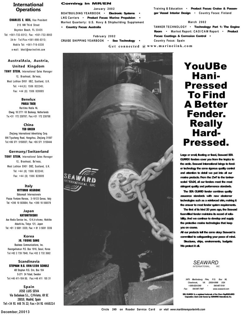 Maritime Reporter Magazine, page 1,  Dec 2001