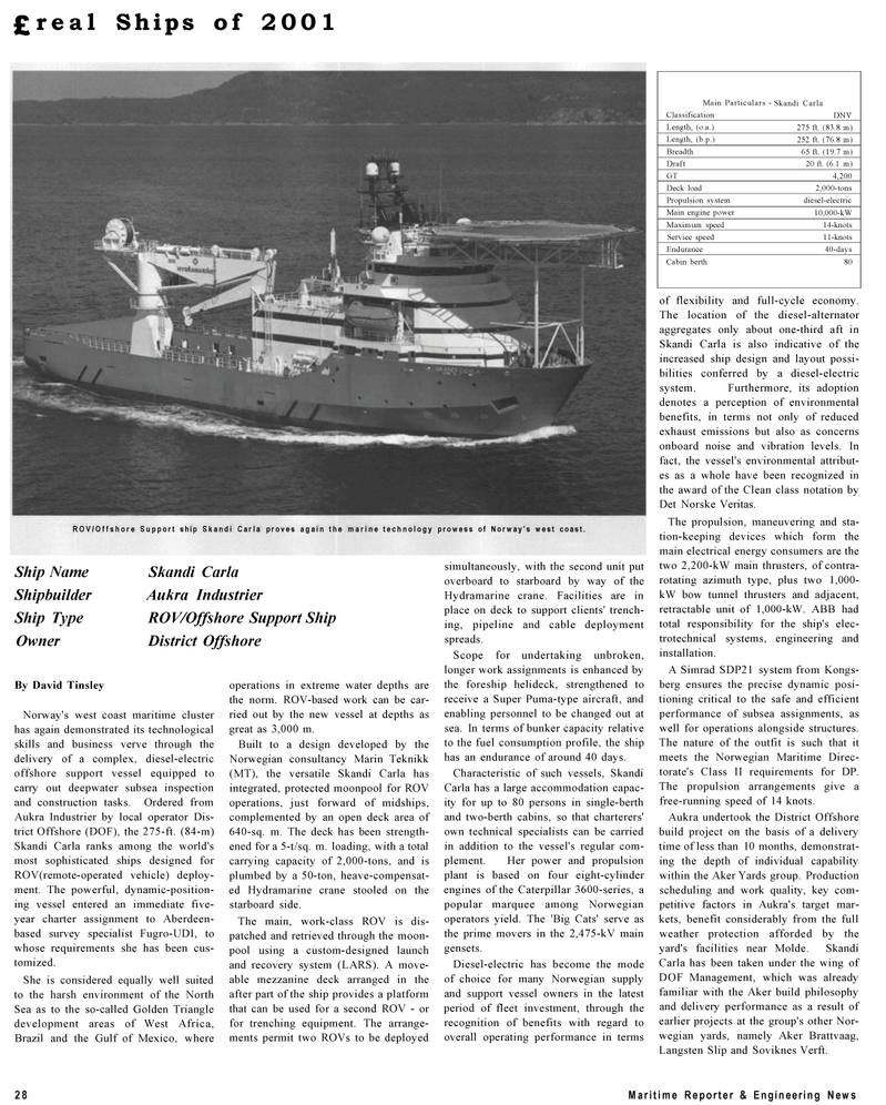 Maritime Reporter Magazine, page 28,  Dec 2001