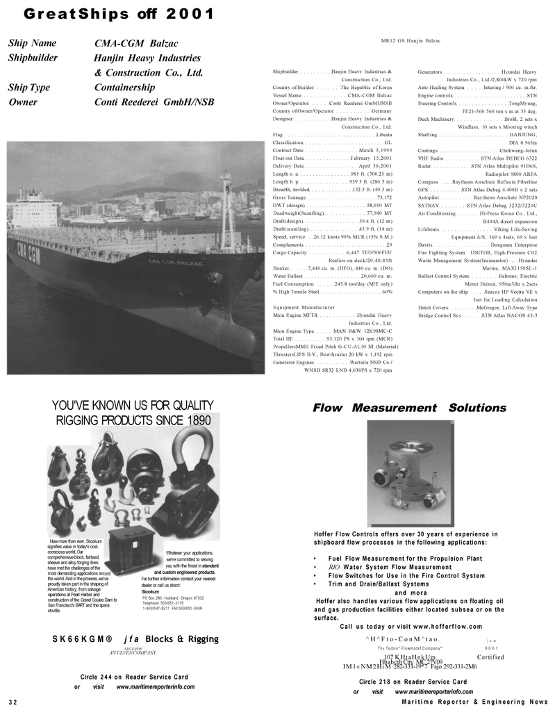 Maritime Reporter Magazine, page 32,  Dec 2001